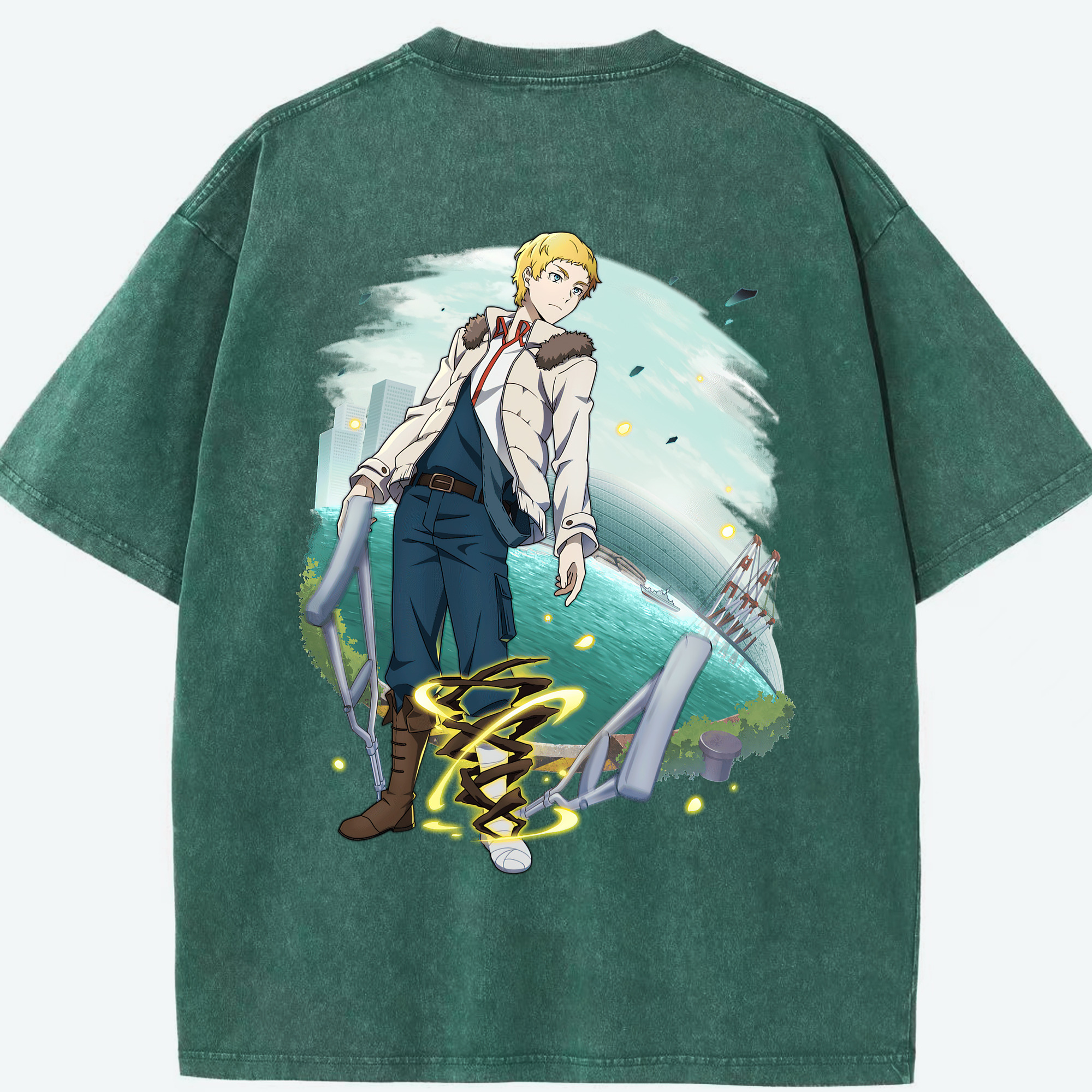 （画像用） 文豪ストレイドッグス Bungo Stray Dogs 綿100% ヴィンテージ風 半袖Tシャツ（背面プリント）